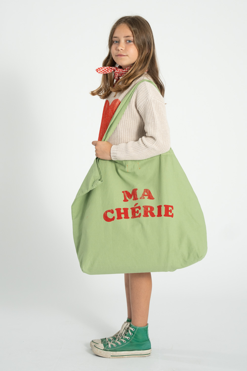 Torba XL jasnooliwkowa z nadrukiem wiśni 2