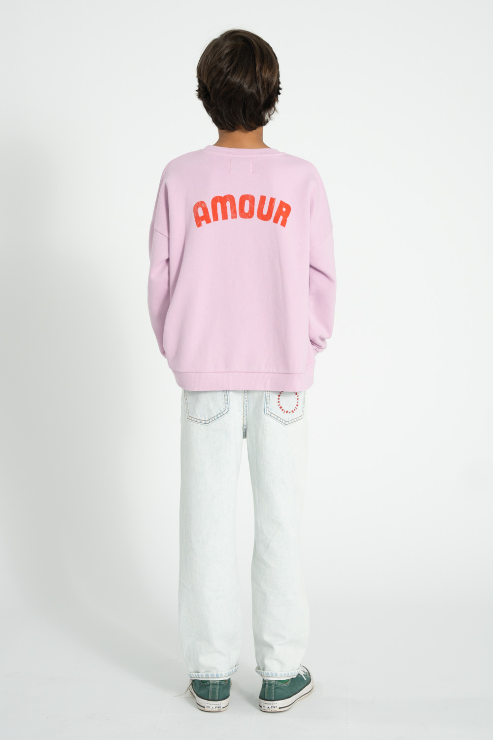 Bluza liliowa z czerwonym nadrukiem serca 2