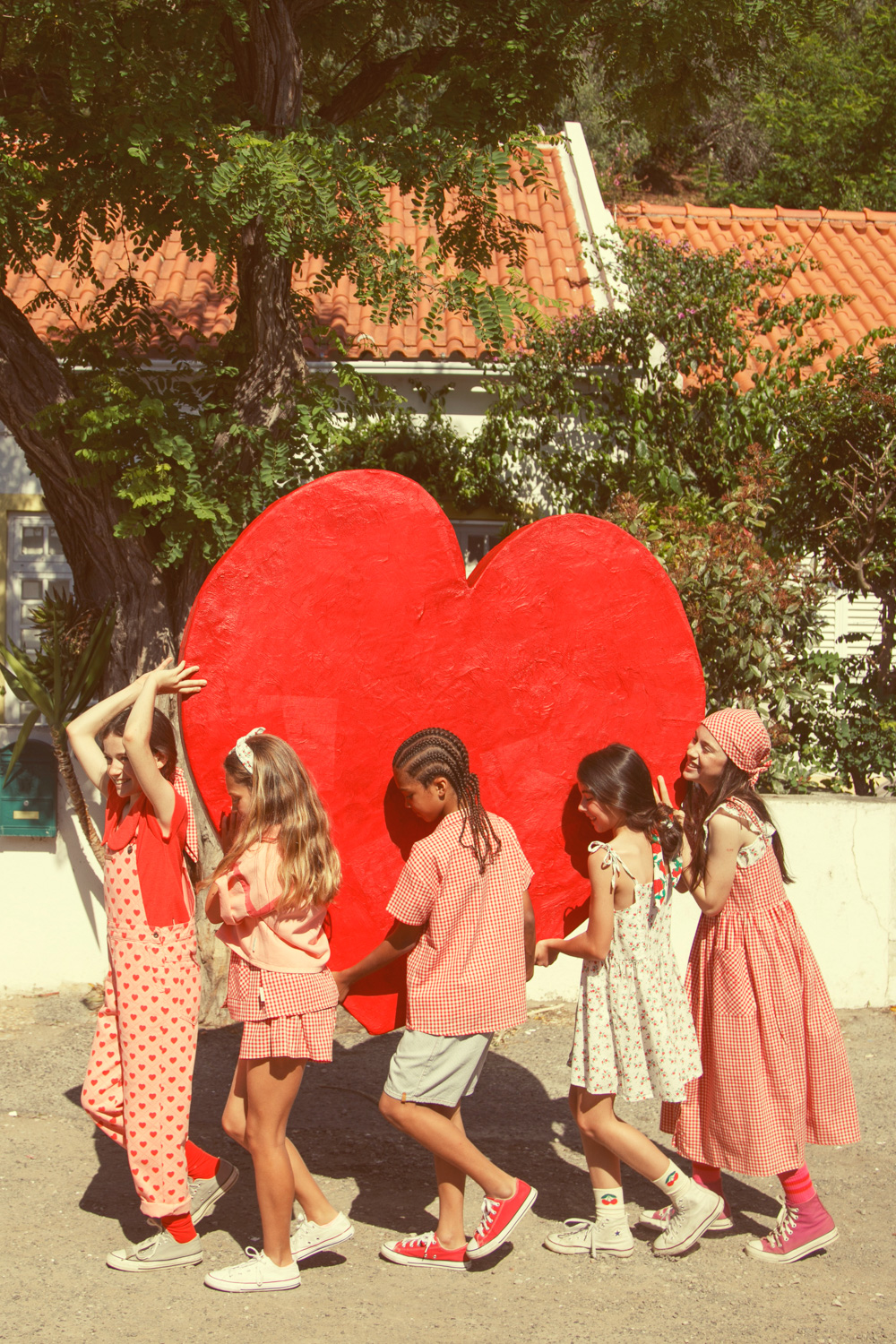 Bandana w czerwoną i ecru kratkę 5