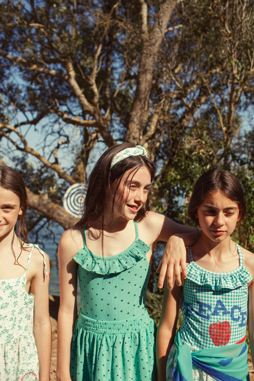 Bandana ecru w zielone kwiaty 1